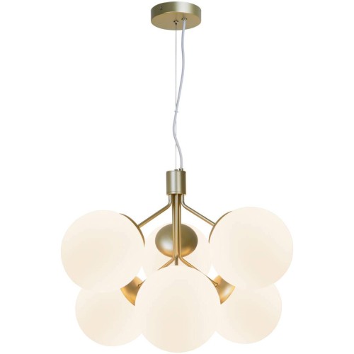 Lampa wisząca szklana Iwona z 6 kloszami opalowe białe szkło NORDLUX