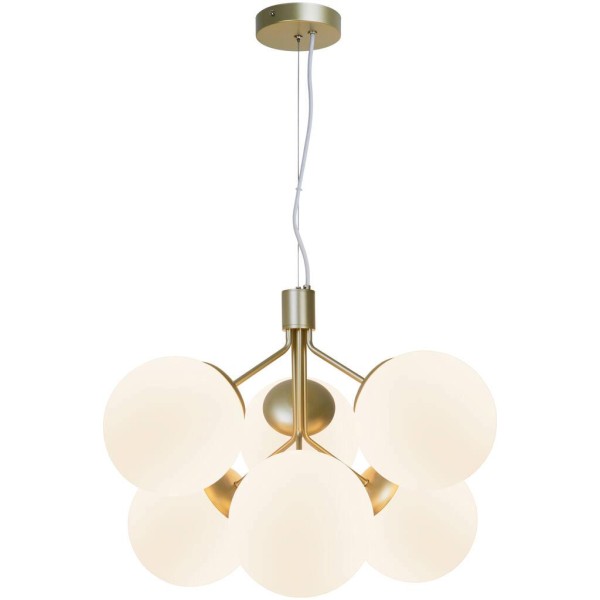 Lampa wisząca szklana Iwona z 6 kloszami opalowe białe szkło NORDLUX