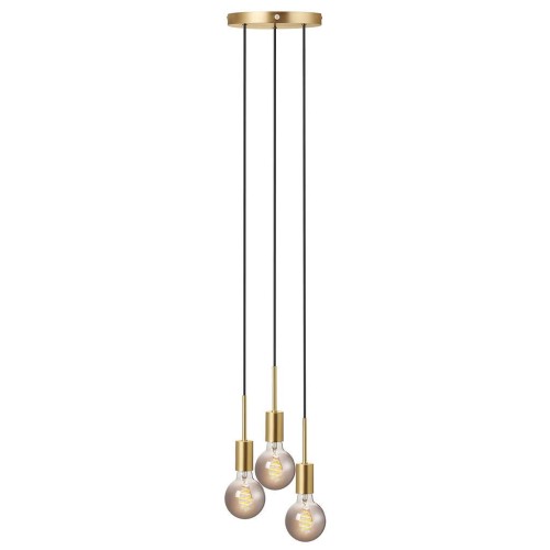 Złota mosiężna lampa sufitowa zwis potrójny Paco 3 NORDLUX