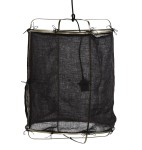 Lampa wisząca czarna Grisha Japandi z lnu - POMAX