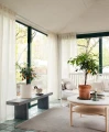 Lniana firana woalowa beżowa 280x290 Skylight Fog 1 szt HIMLA