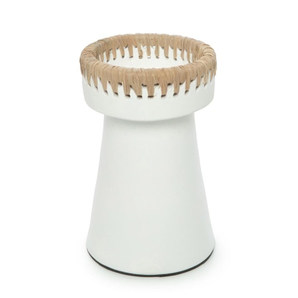 White modern candleholder Etty L terracotta - Bazar Bizar
