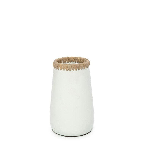 Narrow white terracotta vase Sneaky S - Bazar Bizar