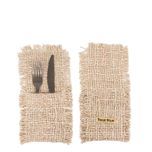Cutlery pocket beige set of 4 - Bazar Bizar