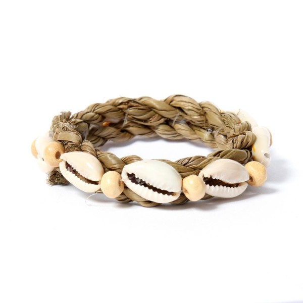 Seagrass and shell napkin ring set of 4 - Bazar Bizar