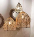 Ażurowy abażur rattanowy do lamp sufitowych Bala L, naturalny - Bazar Bizar