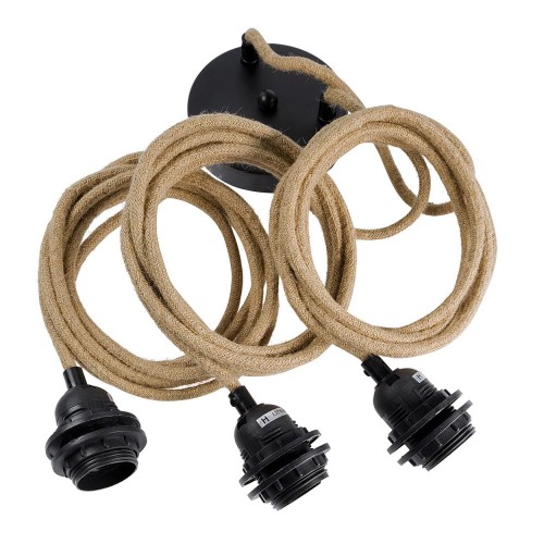 Lampa sufitowa przewód oprawka do abażurów wiszących 3 gniazda Black Natural BAZAR BIZAR