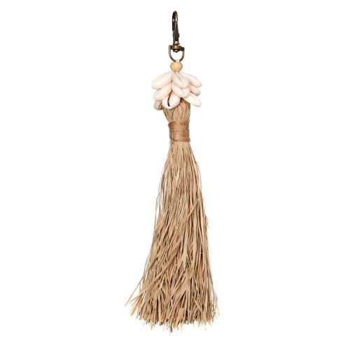 Brelok do kluczy damski Raffia Cowrie Shell BAZAR BIZAR