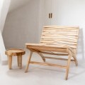 Fotel drewniany w stylu skandynawskim typu lounge Islander z drewna tekowego BAZAR BIZAR