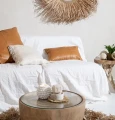 Brązowa skórzana poduszka dekoracyjna 30x50 ze skóry cielęcej i zamszu Panel Camel BAZAR BIZAR