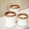 White modern candleholder Etty L terracotta - Bazar Bizar
