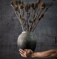 Terracotta decorative vase Story 28 grey black - Muubs