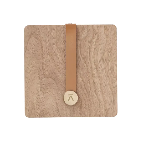 Serwetnik drewniany naturalny lity dąb skóra mosiądz - Andersen Furniture