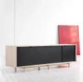 Nowoczesna komoda S1 dąb mydlony front biały alpino wymienny czarny - Andersen Furniture