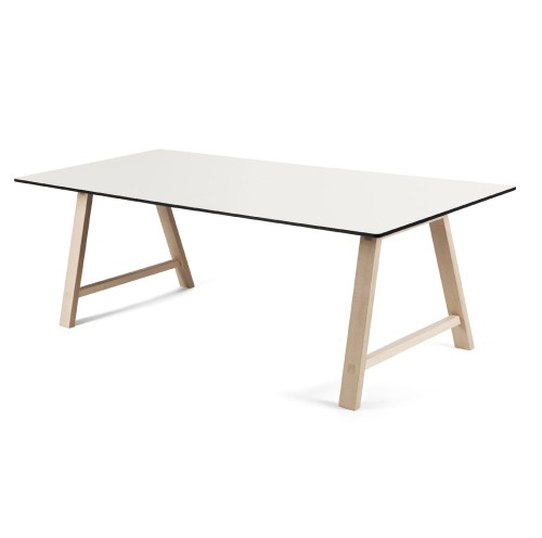 Nowoczesny stół do jadalni rozkładany T1 blat laminat i nogi dębowe bielone - Andersen Furniture