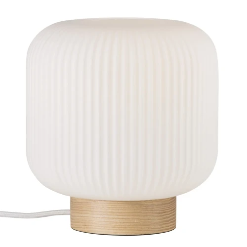 Lampa stołowa szklana Milford z drewnianą podstawą - Nordlux