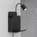 Kinkiet z półką z USB portem do ładowania Roomi Black czarny - Nordlux