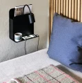 Wall lamp with a shelf with a USB charging port Roomi Black black - Nordlux