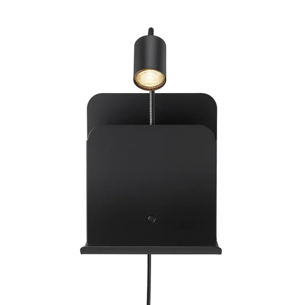Kinkiet z półką z USB portem do ładowania Roomi Black czarny - Nordlux