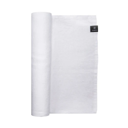 Lniany bieżnik na stół biały 50x145 Sunshine White - Himla
