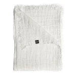 Lniany pled na łóżko i sofę biały Hannelin White 130x170 - Himla