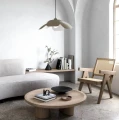 Brown taupe pendant lamp above dining table Maple 55 tape - DFTP by Nordlux