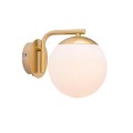 Lampa ścienna kinkiet Grant w kolorze mosiądzu z białą szklaną kulą NORDLUX