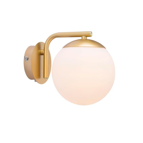 Lampa ścienna kinkiet Grant w kolorze mosiądzu z białą szklaną kulą NORDLUX