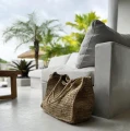 Raffia woven shopper bag Ti Amo - Bazar Bizar