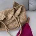 Raffia woven shopper bag Ti Amo - Bazar Bizar