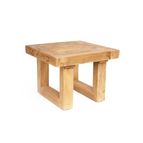 Stolik drewniany Natural 50x50 z odzyskiwanego teaku - Bazar Bizar