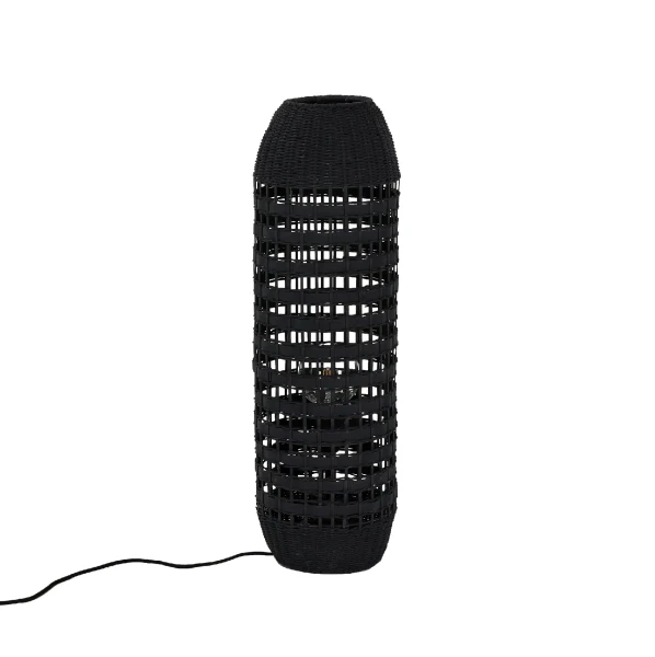 Lampa podłogowa rattanowa czarna Rota 70 - Pomax