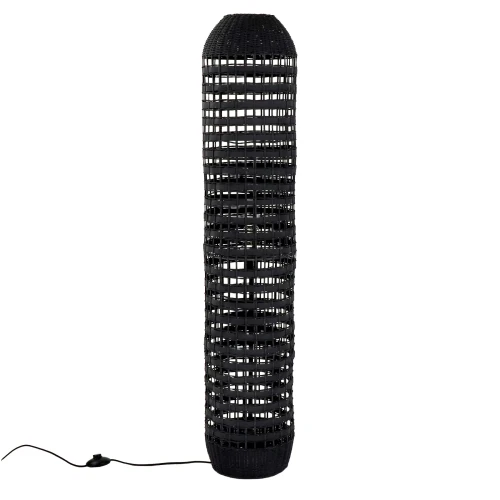 Lampa podłogowa rattanowa czarna Rota 120 - Pomax