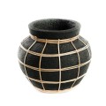 Decorative pot cover Belly S Black terracotta rattan - Bazar Bizar