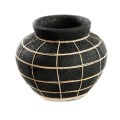 Decorative pot cover Belly M Black terracotta rattan - Bazar Bizar