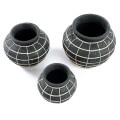 Decorative pot cover Belly L Black terracotta rattan - Bazar Bizar