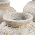 Decorative pot cover Belly S Grey terracotta rattan - Bazar Bizar