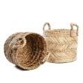 Woven basket Zigzag M banana leaves - Bazar Bizar