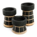 Decorative candle holder Serene L terracotta and rattan - Bazar Bizar