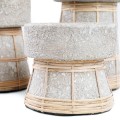 Decorative candle holder Serene Grey L terracotta and rattan - Bazar Bizar