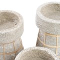Decorative candle holder Serene Grey M terracotta and rattan - Bazar Bizar