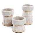 Świecznik dekoracyjny Serene Grey M terakota i rattan - Bazar Bizar