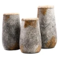 Decorative vase Sneaky Grey M terracotta raffia - Bazar Bizar