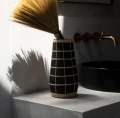 Vase Cutie Black M terracotta and rattan - Bazar Bizar