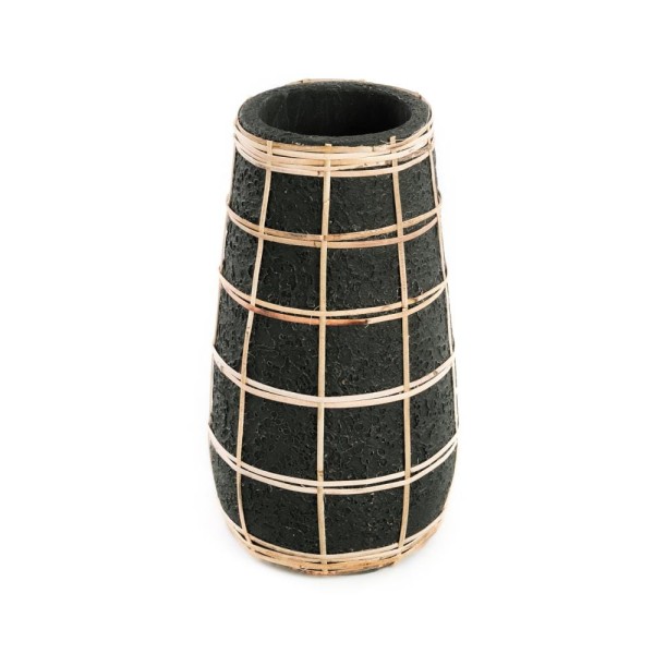 Wazon Cutie Black M terakota i rattan - Bazar Bizar