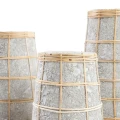 Wazon Cutie Concrete L terakota i rattan - Bazar Bizar