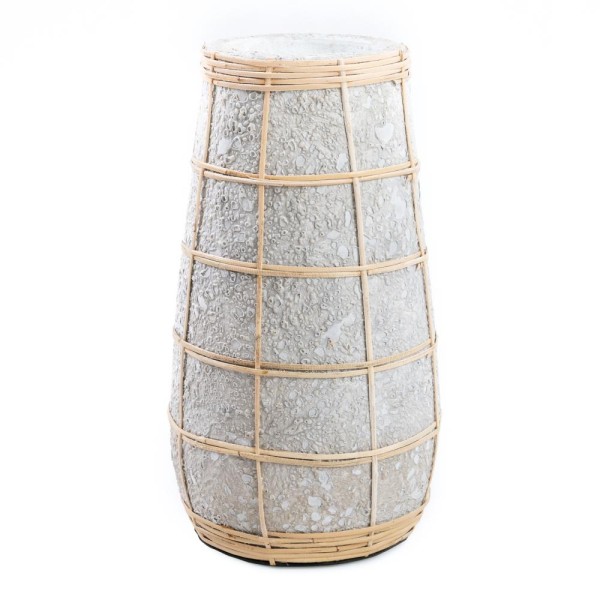 Wazon Cutie Concrete L terakota i rattan - Bazar Bizar