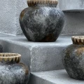 Pot cover Styly L Grey terracotta raffia - Bazar Bizar