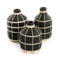 Vase Whoopy Black M terracotta with rattan - Bazar Bizar