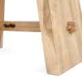 Upholstered stool from suar wood and leather - Bazar Bizar